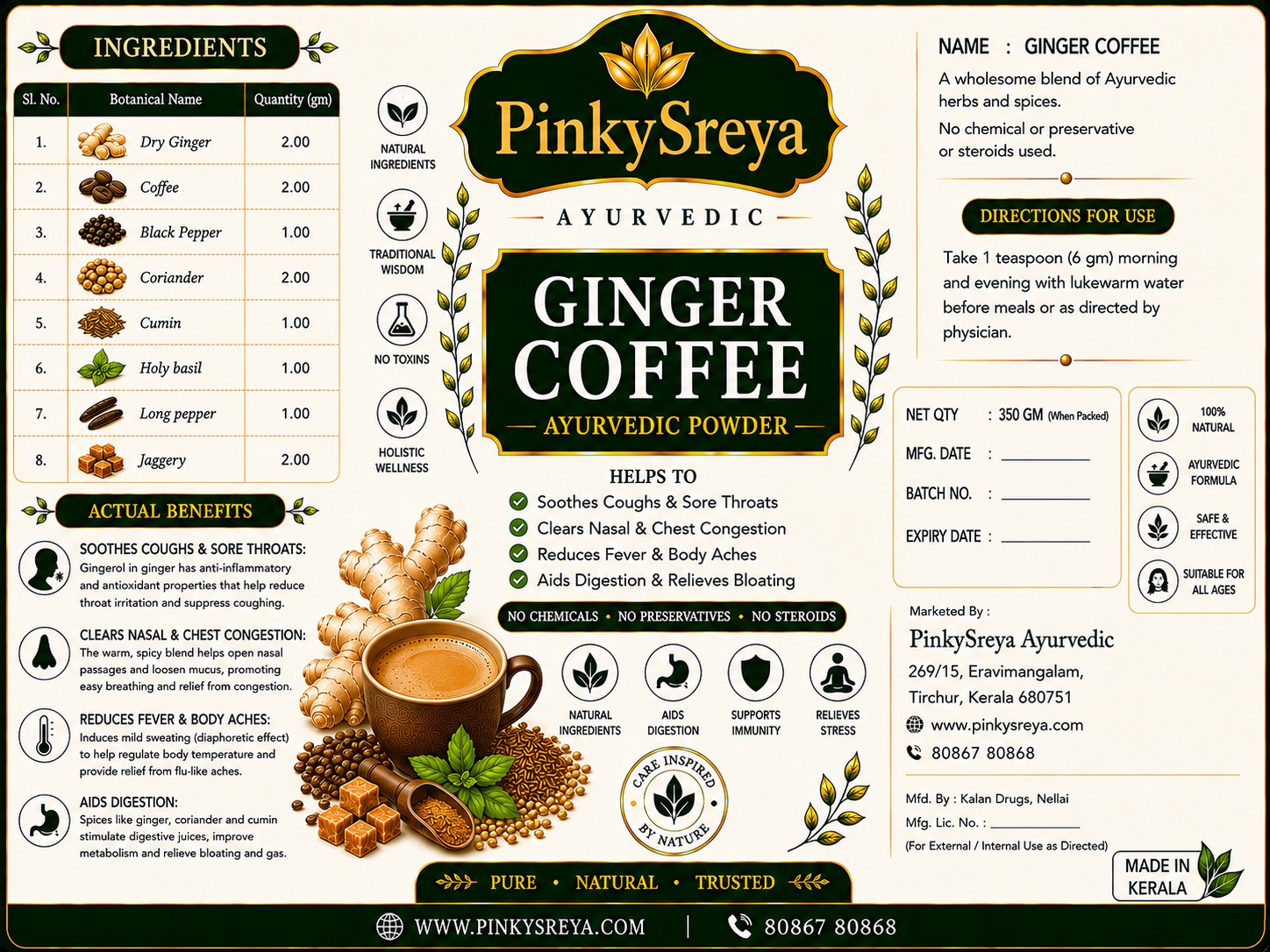 Ginger Coffee Ayurvedic Powder